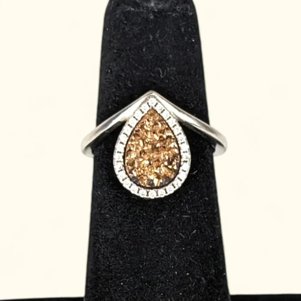 Sterling Silver & Topaz Tear Drop Ring